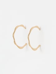 Oliver Bonas Gold Tone Large Noa Scalloped Earrings - Image 2 of 4