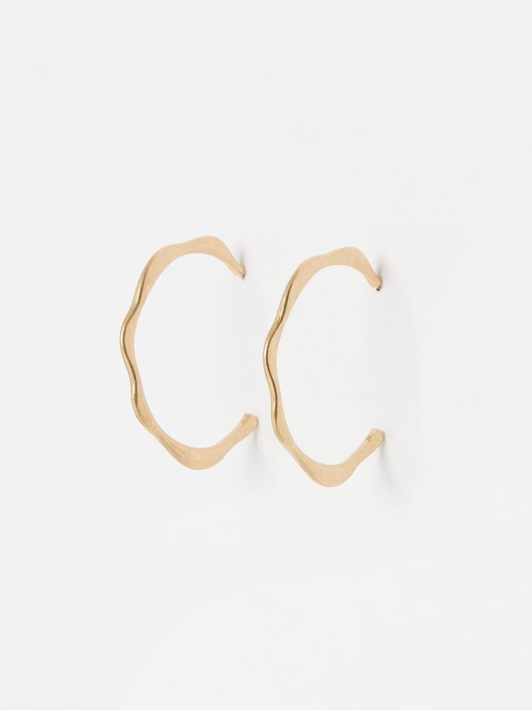 Oliver Bonas Gold Tone Large Noa Scalloped Earrings - Image 2 of 4 Oliver Bonas Gold Tone Large Noa Scalloped Earrings - Image 2 of 4