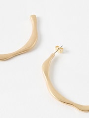Oliver Bonas Gold Tone Large Noa Scalloped Earrings - Image 4 of 4