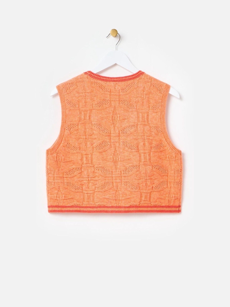 Oliver Bonas Red Textured Knitted Tie Waistcoat - Image 2 of 5