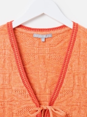 Oliver Bonas Red Textured Knitted Tie Waistcoat - Image 3 of 5