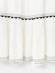 Oliver Bonas White 100% Cotton Rickrack Tiered Midi Skirt - Image 5 of 5