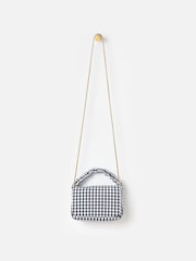 Oliver Bonas Black Viv Monochrome Gingham Clutch Bag - Image 1 of 6