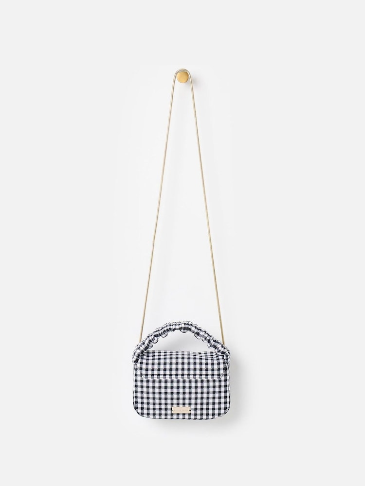 Oliver Bonas Black Viv Monochrome Gingham Clutch Bag - Image 2 of 6