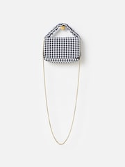 Oliver Bonas Black Viv Monochrome Gingham Clutch Bag - Image 3 of 6
