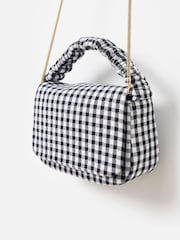 Oliver Bonas Black Viv Monochrome Gingham Clutch Bag - Image 4 of 6