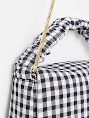 Oliver Bonas Black Viv Monochrome Gingham Clutch Bag - Image 5 of 6
