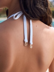 B by Ted Baker Triangle Floral Print White Bikini Top - Image 5 of 5