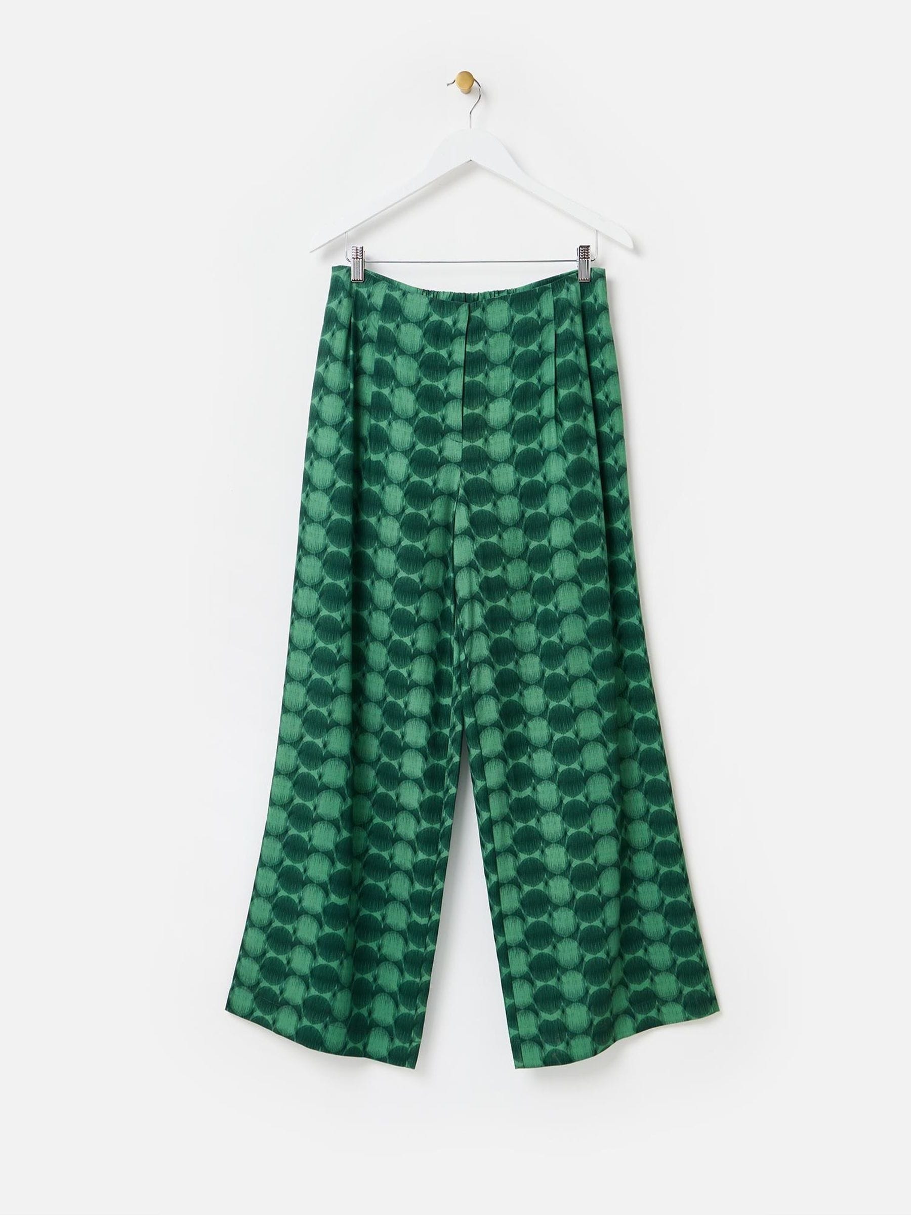 Buy Oliver Bonas Green Geometric Circle Wide Leg Trousers from the