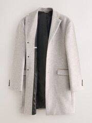 Neutral Wool Blend Herringbone Epsom With Velvet Trim Coat - Image 2 of 6