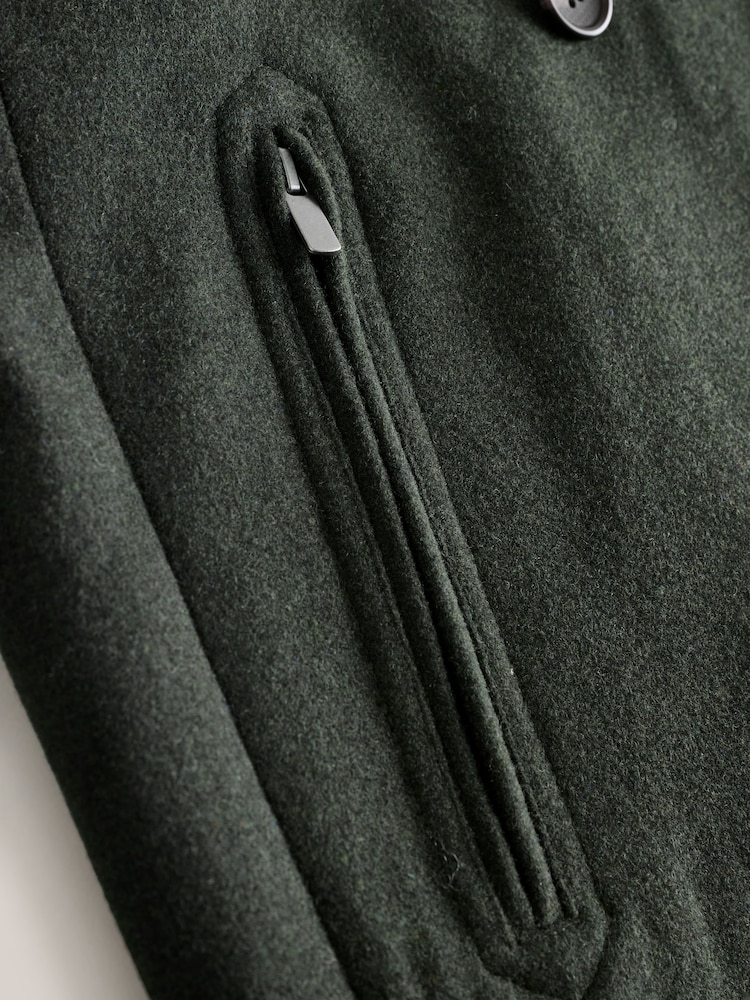 Green Wool Rich Double Breasted Funnel Coat - Image 11 of 11 Green Wool Rich Double Breasted Funnel Coat - Image 11 of 11
