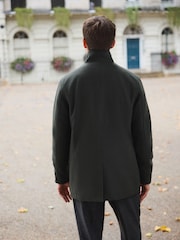Green Wool Rich Double Breasted Funnel Coat - Image 3 of 5
