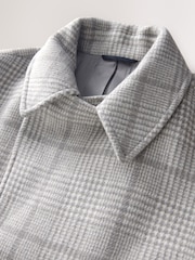 رمادي - Wool Blend Soft Touch Check Pea Coat - صورة 7 من 8