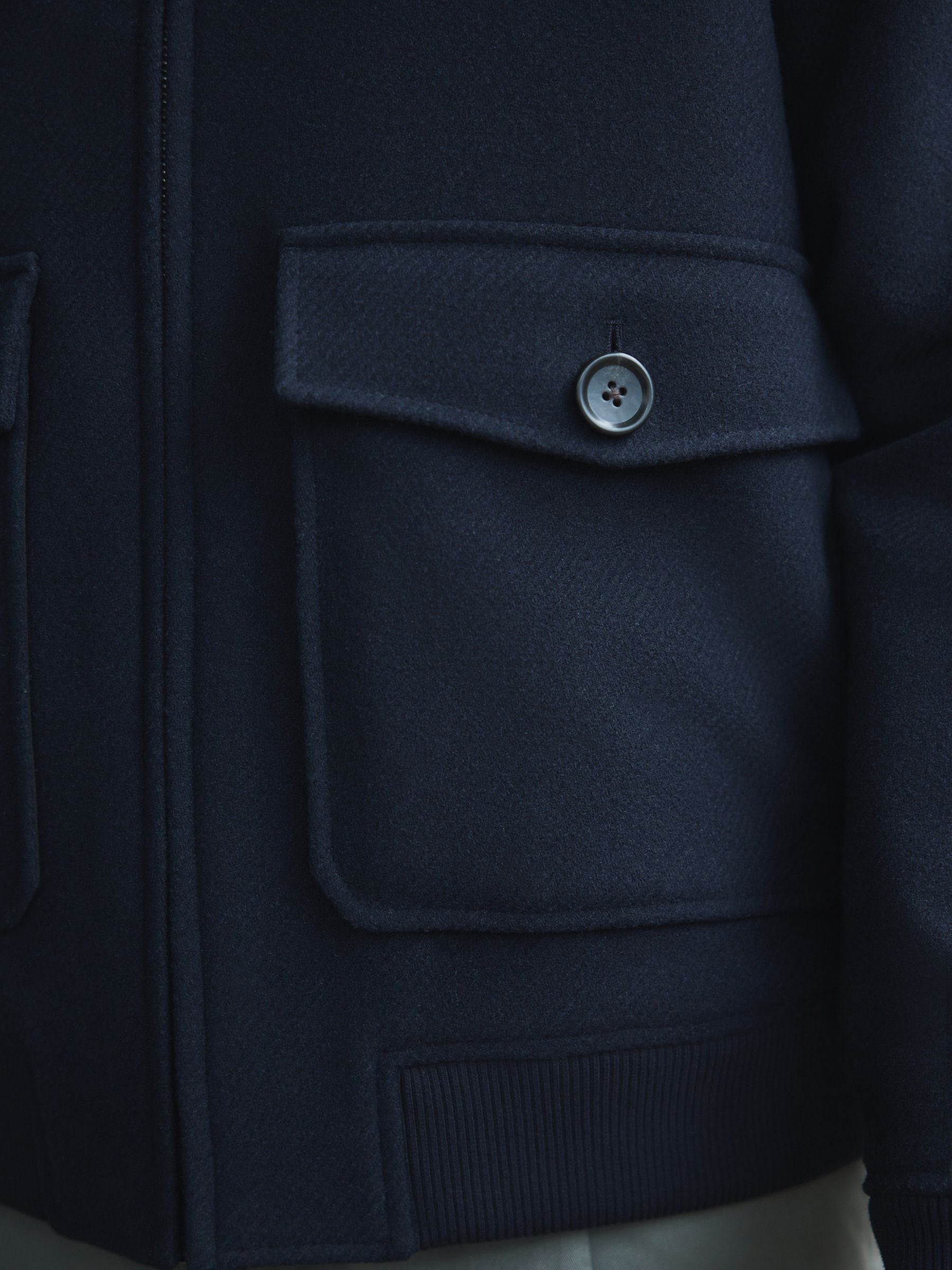 Buy Navy Twill Wool Blend Borg Collar Jacket from Next USA