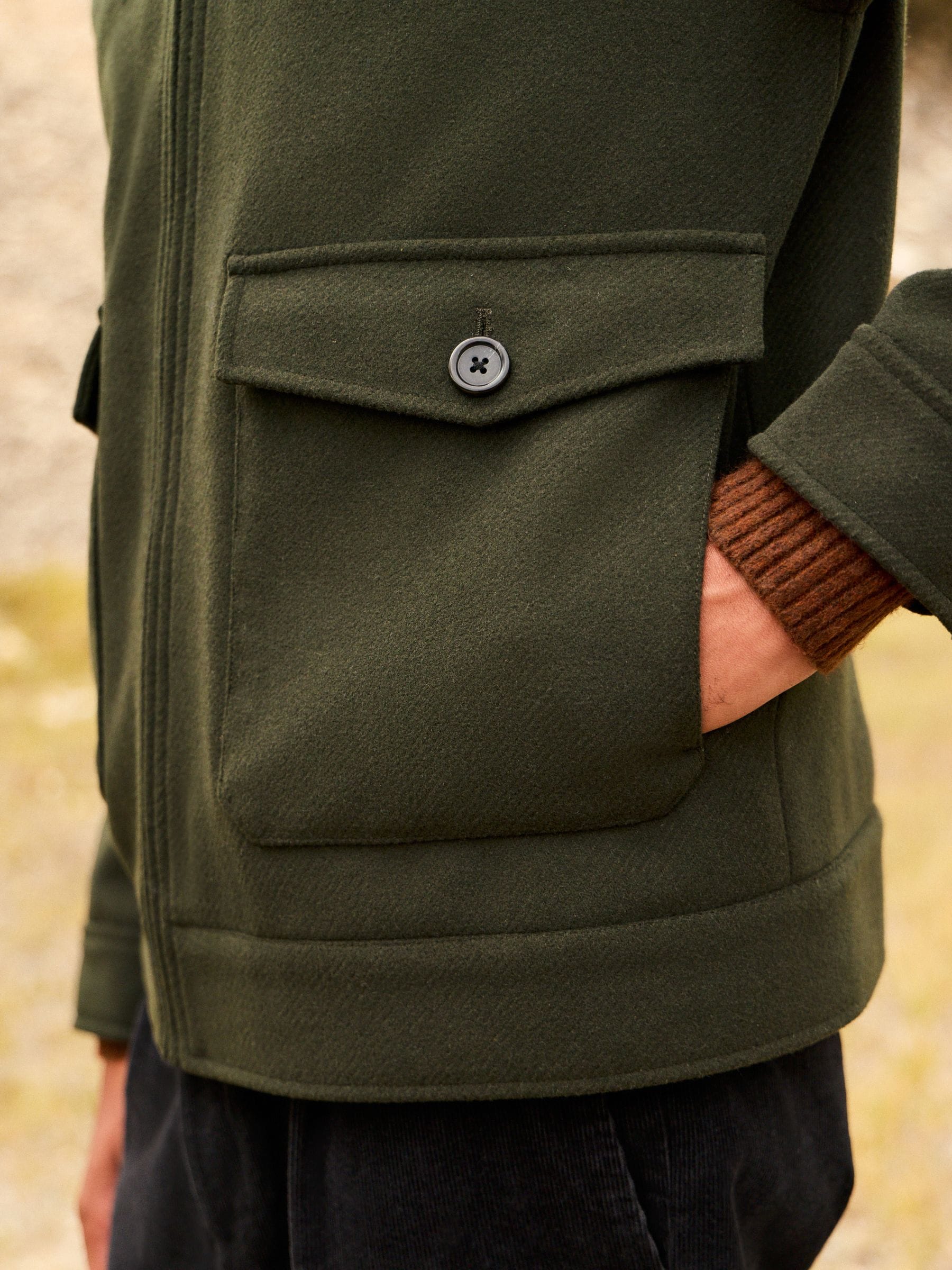 Buy Green Twill Wool Blend Borg Collar Jacket from Next USA