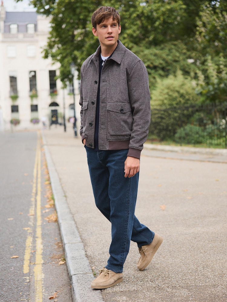 Neutral Wool Blend Soft Touch Check Jacket - Image 2 of 5 Neutral Wool Blend Soft Touch Check Jacket - Image 2 of 5