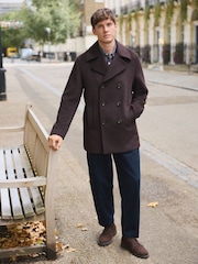 Brown Soft Touch Peacoat with Wool - Image 2 of 9