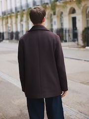 Brown Soft Touch Peacoat with Wool - Image 3 of 9