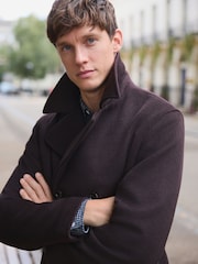 Brown Soft Touch Peacoat with Wool - Image 5 of 9