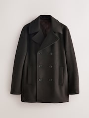 Brown Soft Touch Peacoat with Wool - Image 7 of 9