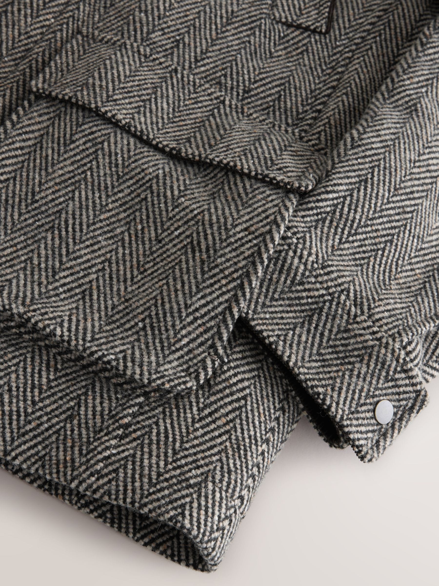 Buy Grey Herringbone Quilted Corduroy Collar Jacket with Wool from