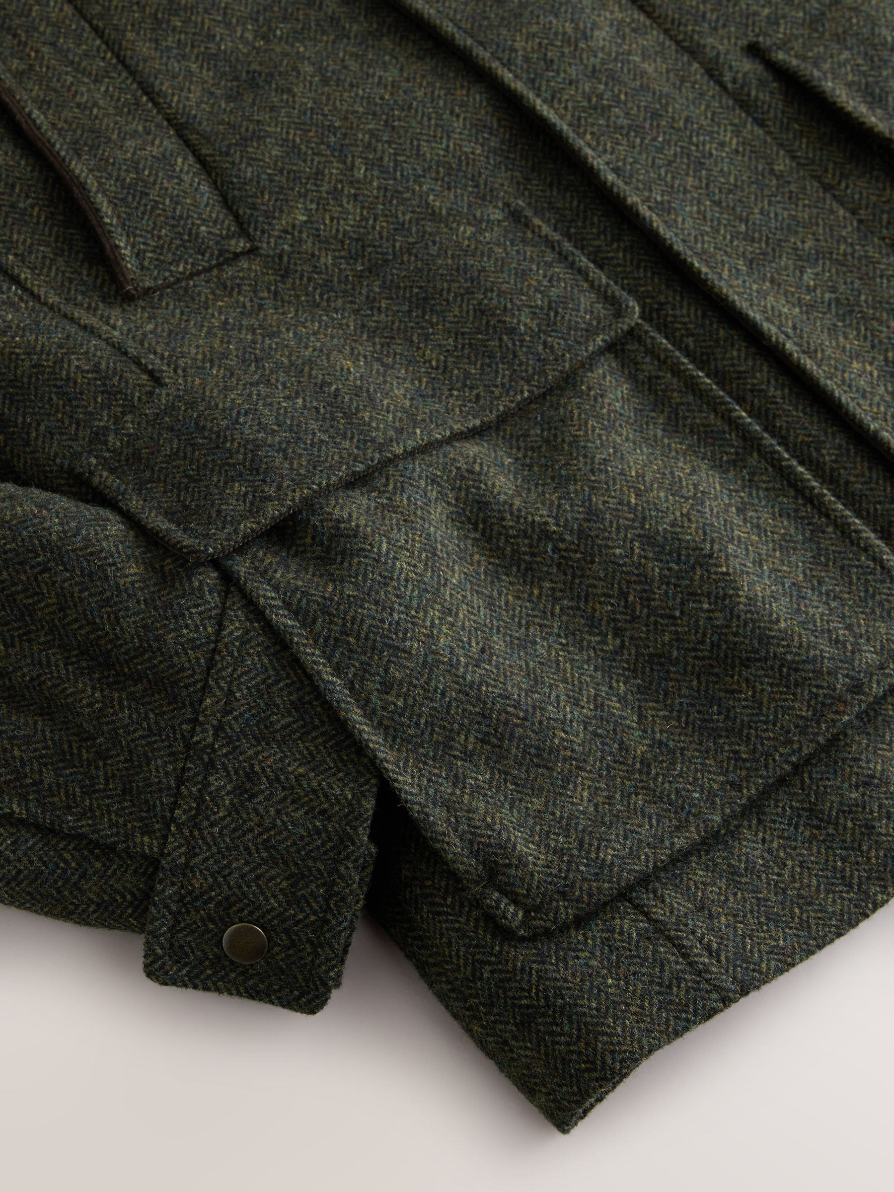 Buy Green Wool Blend Herringbone Quilted Corduroy Collar Jacket