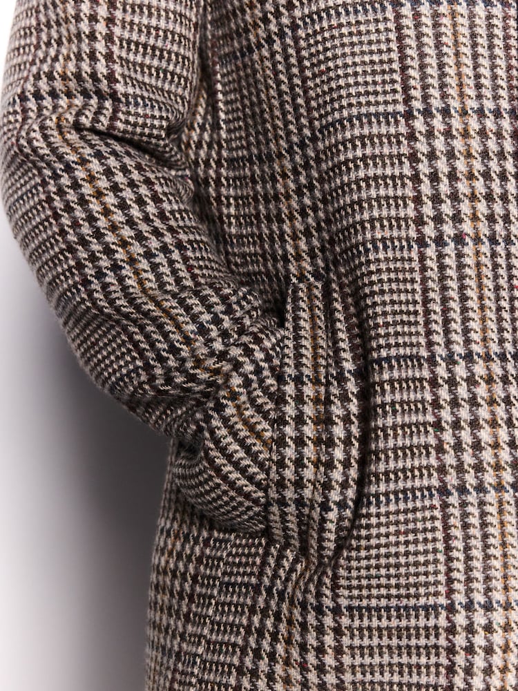 Brown Check Wool Blend Epsom Coat - Image 4 of 4 Brown Check Wool Blend Epsom Coat - Image 4 of 4