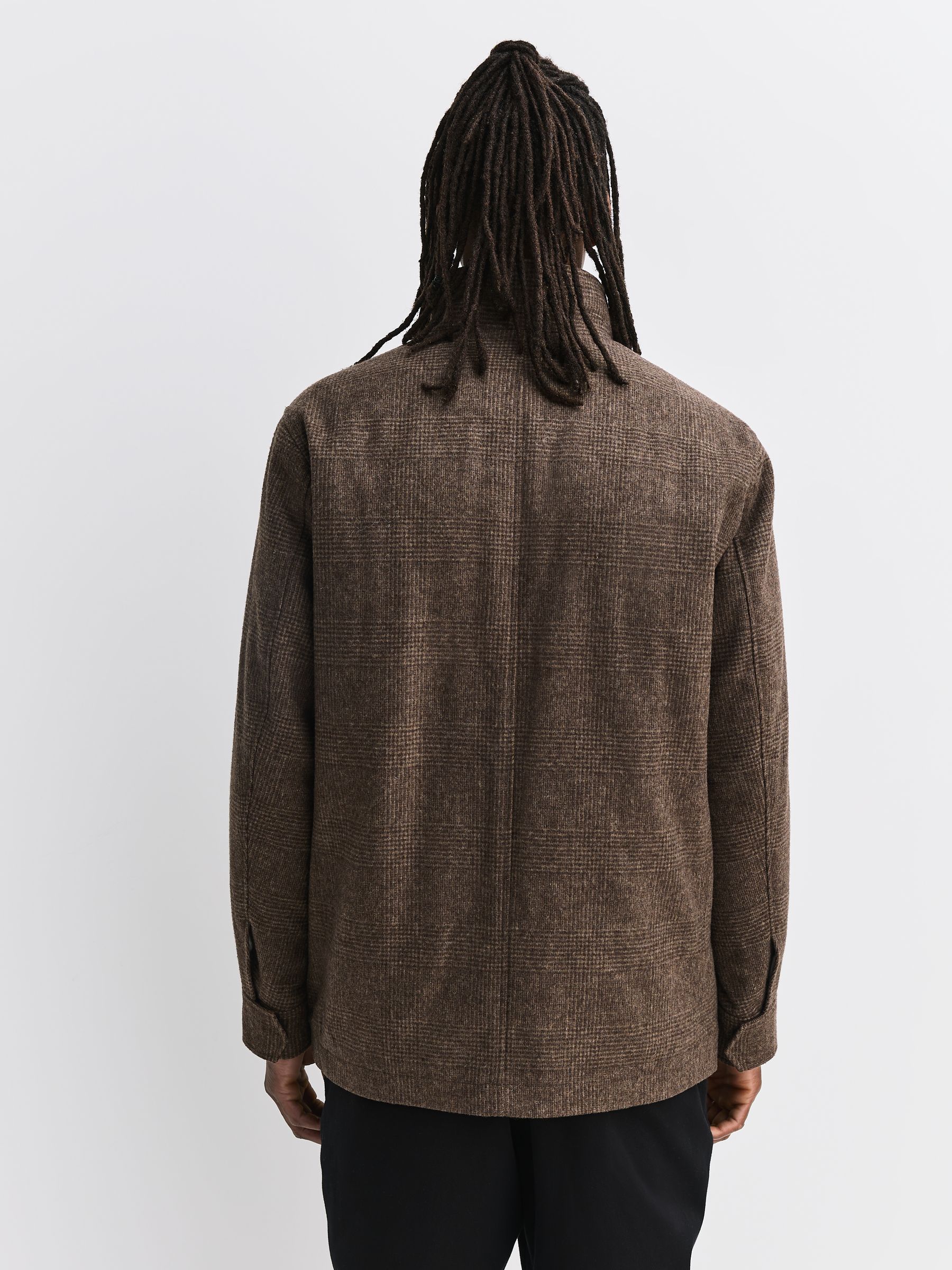 Buy Brown Check Wool Blend Four Pocket Funnel Neck Coat from Next USA
