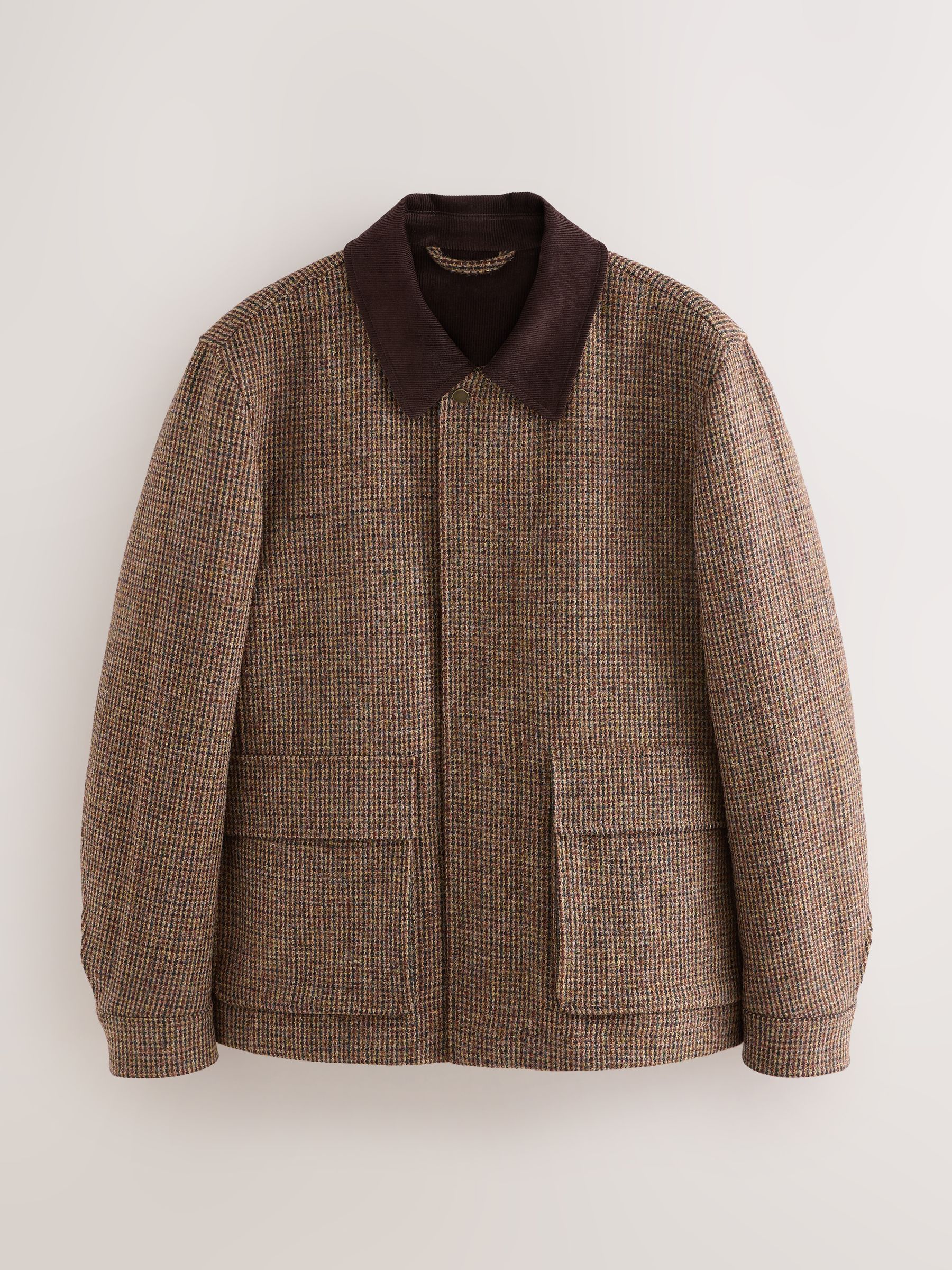 Buy Brown Signature Harris Tweed Puppytooth Corduroy Collar Jacket