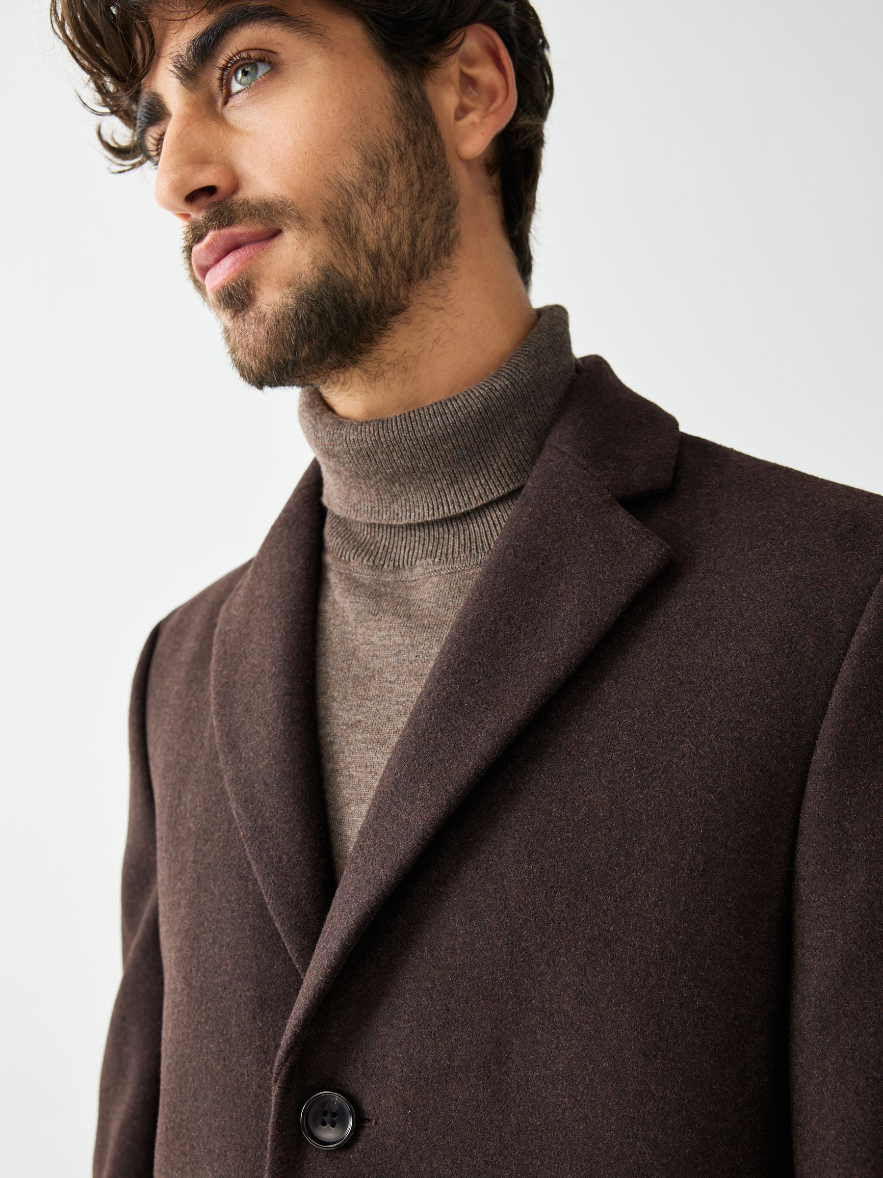 Buy Brown Regular Fit Epsom Overcoat with Wool from Next USA