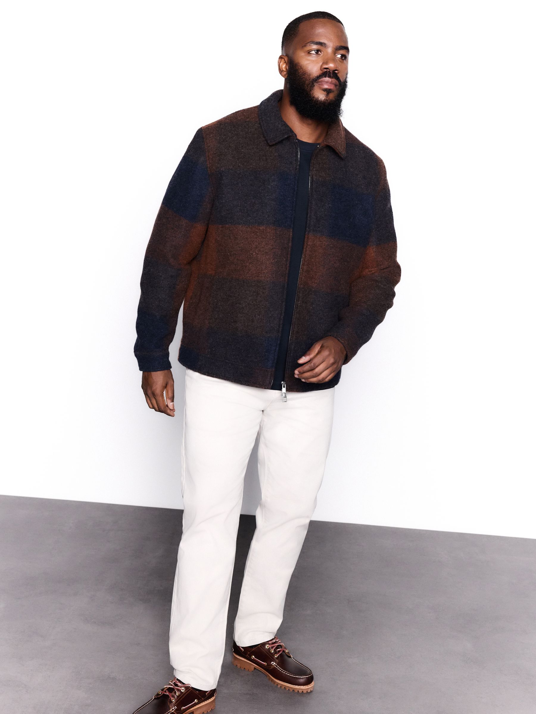 Buy Orange/Navy Italian Fabric Buffalo Check Jacket with Wool from