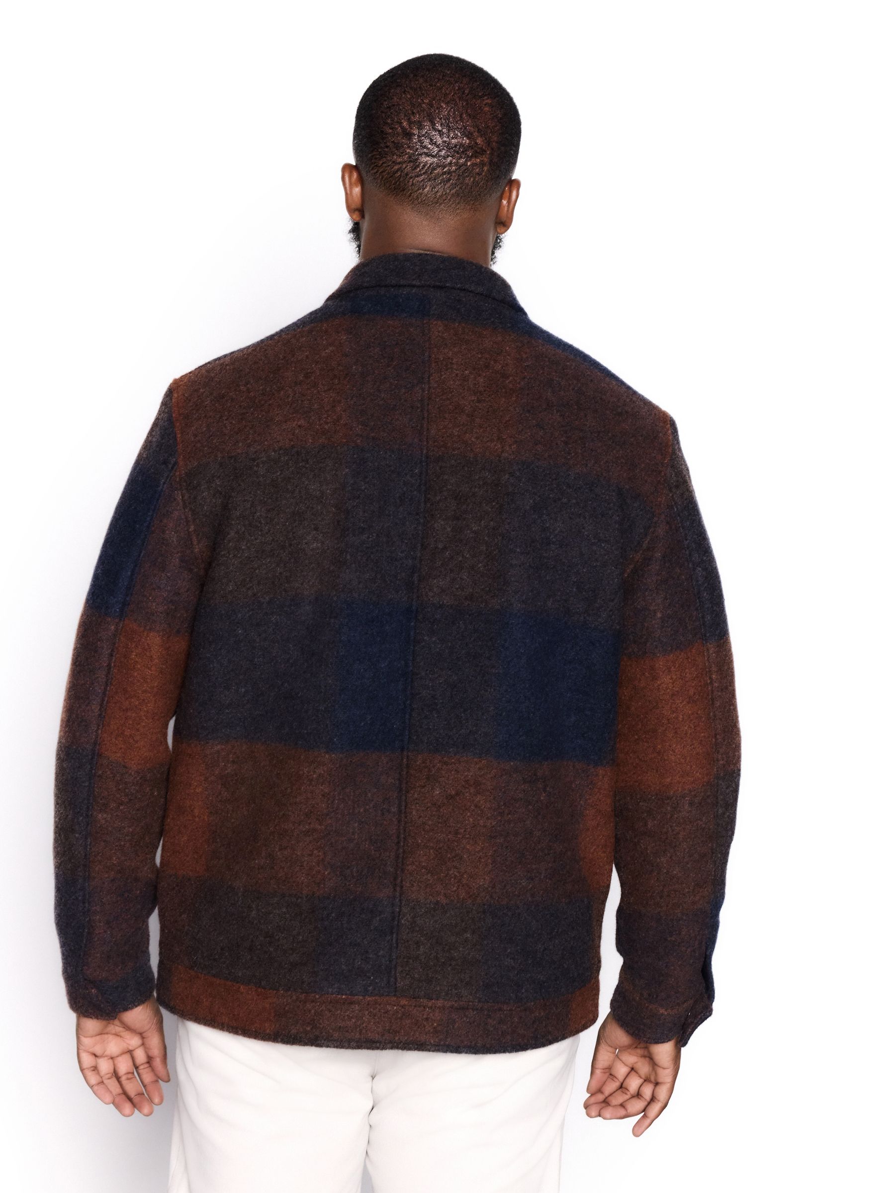 Buy Orange/Navy Italian Fabric Buffalo Check Jacket with Wool from