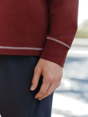 Rust Orange Contrast Stitch Long Sleeve Relaxed Fit Heavyweight T-Shirt - Image 5 of 5