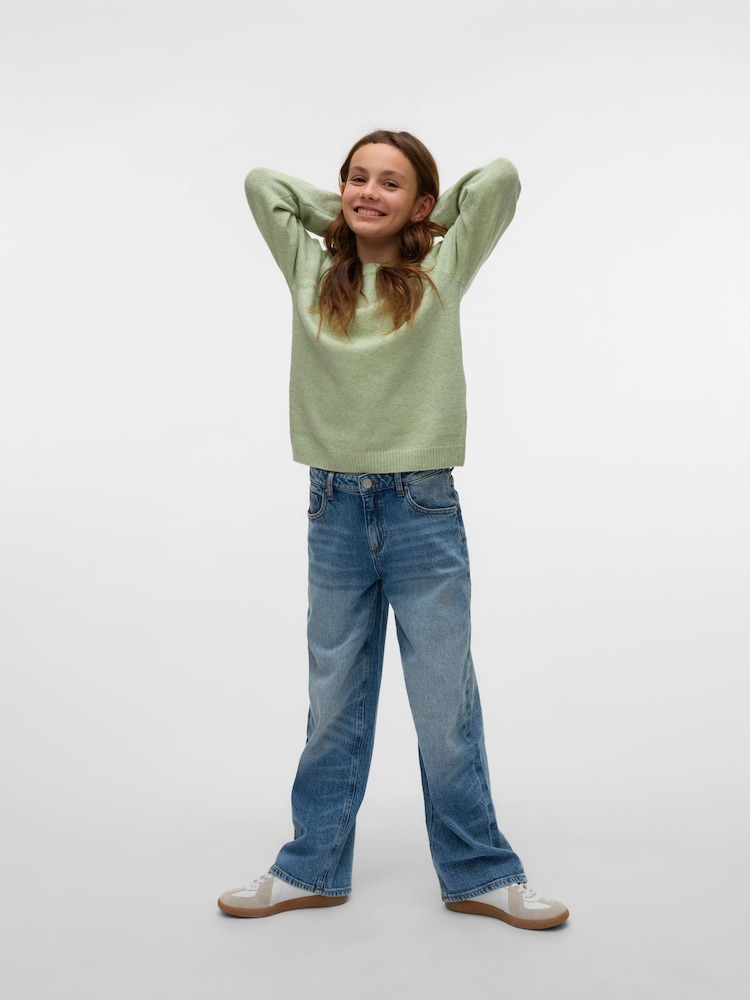 VERO MODA Green Girls Round Neck Soft Touch Knitted Jumper - Image 1 of 3