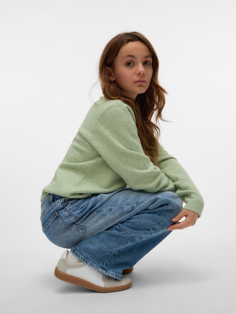 VERO MODA Green Girls Round Neck Soft Touch Knitted Jumper - Image 2 of 3