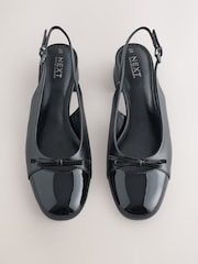 Black Forever Comfort® Round Toe Cap Bow Slingback Block Heels - Image 2 of 5