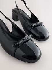Black Forever Comfort® Round Toe Cap Bow Slingback Block Heels - Image 3 of 5