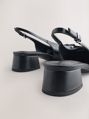 Black Forever Comfort® Round Toe Cap Bow Slingback Block Heels - Image 4 of 5