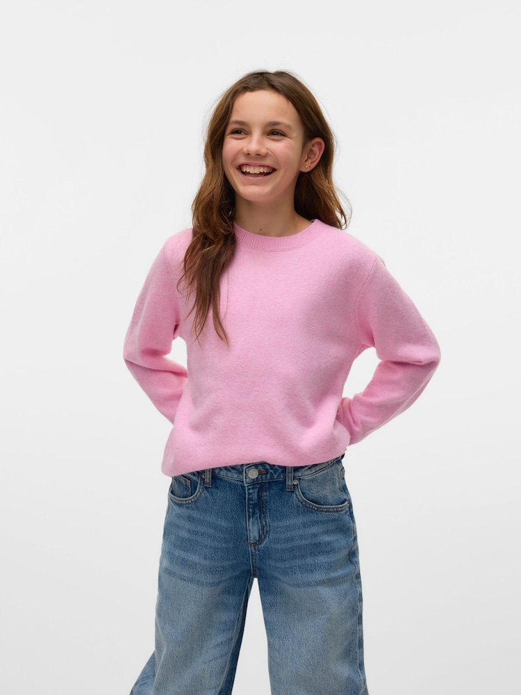 VERO MODA Pink Girls Round Neck Soft Touch Knitted Jumper - Image 1 of 3