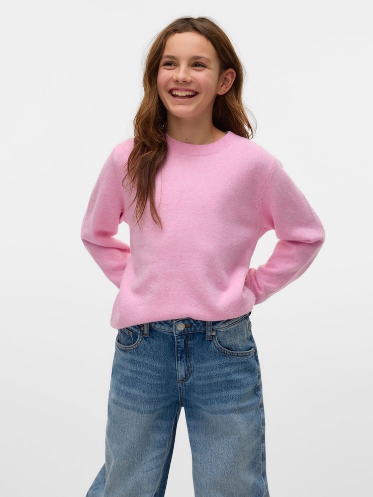 Rosa - VERO MODA Girls Round Neck Soft Touch Knitted Jumper - Imagen 1 de 4 Rosa - VERO MODA Girls Round Neck Soft Touch Knitted Jumper - Imagen 1 de 4