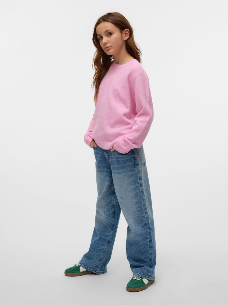 VERO MODA Pink Girls Round Neck Soft Touch Knitted Jumper - Image 2 of 3