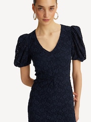 Rotate Blue Lace Puff Sleeve Dress - Image 3 of 6