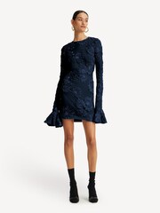 Rotate Blue 3D Mesh Mini Dress - Image 1 of 5