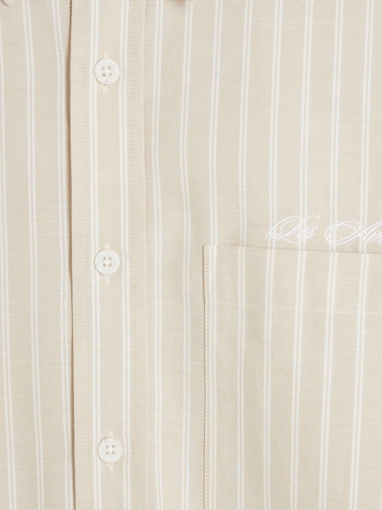 River Island Natural Long Sleeve Striped Oxford 100% Cotton Shirt - Image 6 of 6