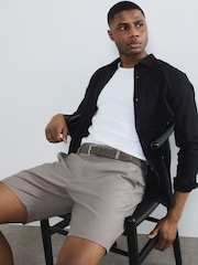 River Island Grey Belted Core Decal Chinos Shorts - Image 1 of 6