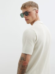 River Island Cream Regular Fit Short Sleeve Crochet 100% Cotton Shirt - Image 3 of 4