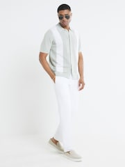 River Island Green 100% Cotton Ripley Crochet Block Shirt - Image 1 of 3