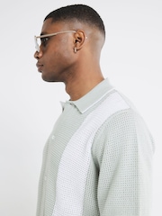 River Island Green 100% Cotton Ripley Crochet Block Shirt - Image 3 of 3