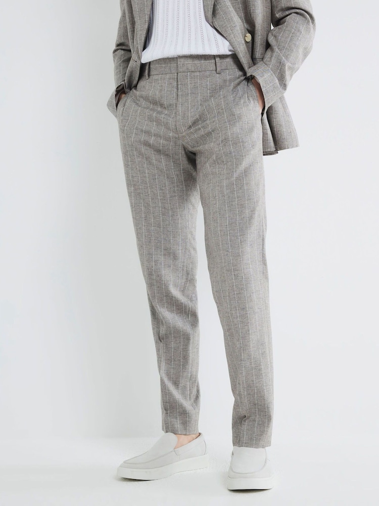 River Island Grey Stripe Suit Trousers - Image 1 of 1