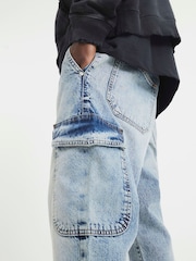 River Island Blue Cargo Relaxed Jeans - Image 4 of 6